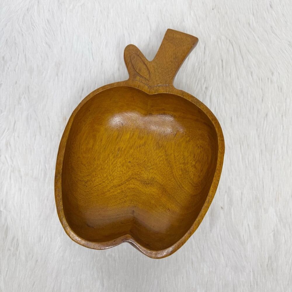 Made in Haiti wooden carved apple shaped bowl